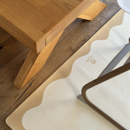 Kids Mealtime Floor Mat, Non-Slip & Waterproof - Yellow Frame