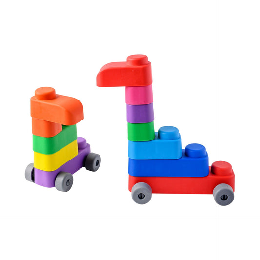 Soft Blocks Set With Wheels - 21 pcs
