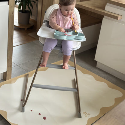 Kids Mealtime Floor Mat, Non-Slip & Waterproof - Yellow Frame