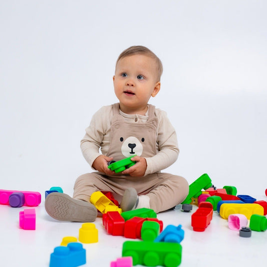 Soft Blocks Set With Wheels - 14 pcs