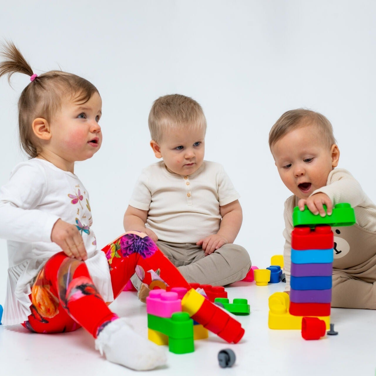 Soft Blocks Set With Wheels - 14 pcs