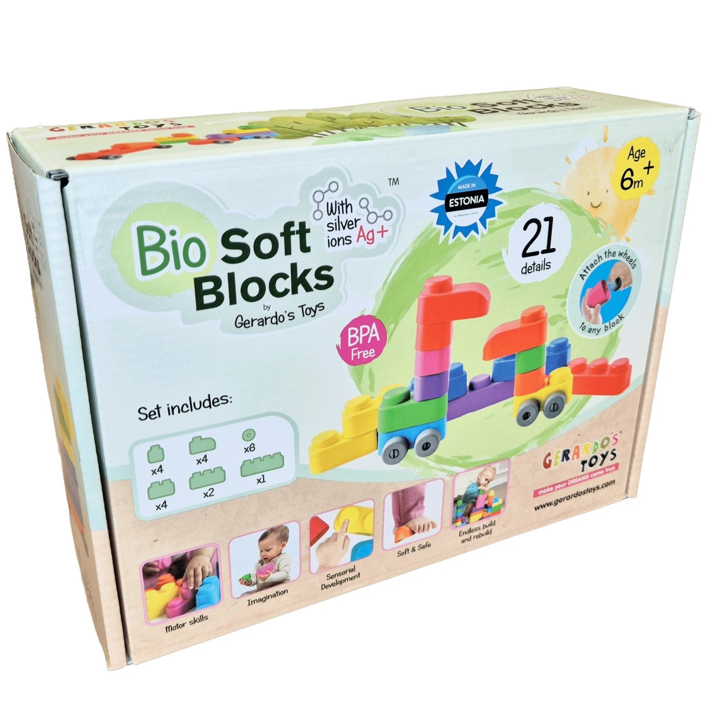 Soft Blocks Set With Wheels - 21 pcs 